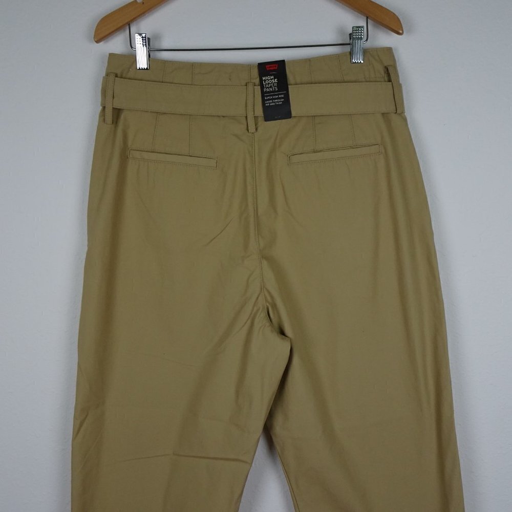 Levi's Wide Leg Pants Women's Size 32x28 Brown Twill Belted High Loose Taper - Picture 5 of 10